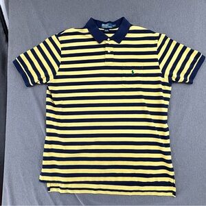 Polo Ralph Lauren Men's XXL Yellow Blue Striped Short Sleeve Cotton Polo